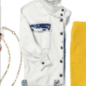 CAbi Drew Jacket-Oversized, Distressed Denim Layer Baggy Versatile Sz Small